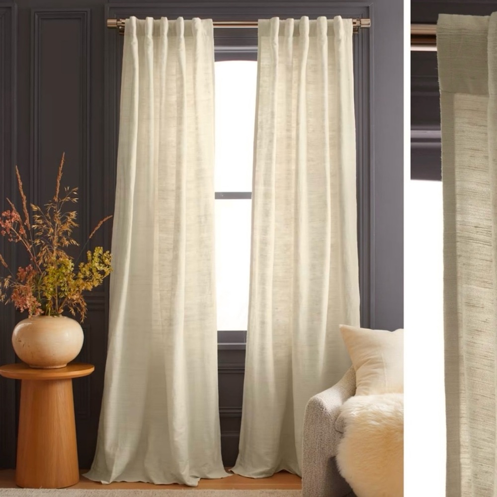 NWOT QUINCE Set Of 2 48x96 Raw Silk Curtains Ivory